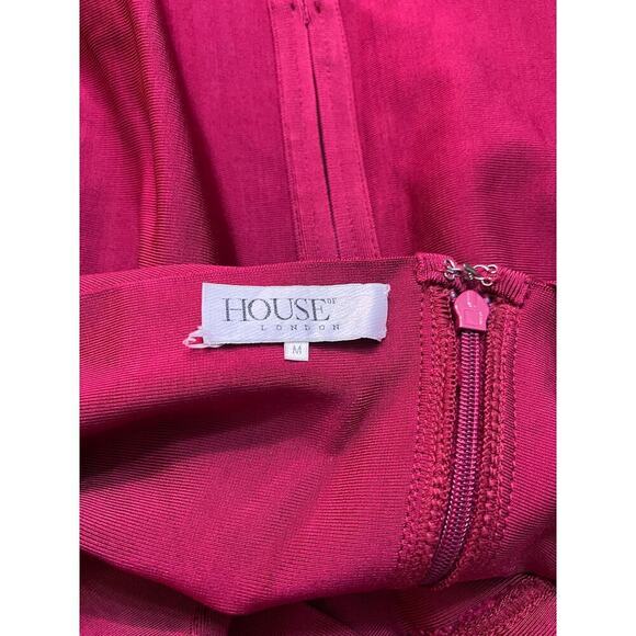 House Of London Women's Pink Ginevra Wine Cross Front Bandage Dress Size Medium - Picture 6 of 7